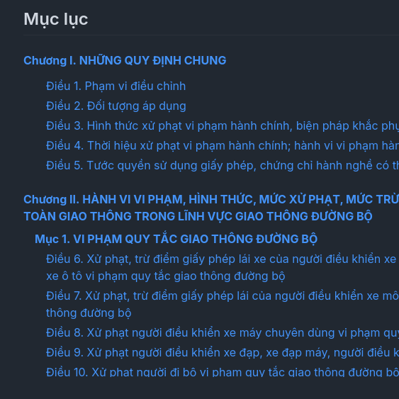 Mục lục chi tiết